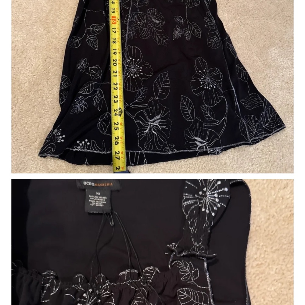 BCBGMAXAZRIA Black Floral Sleeveless Tunic top M